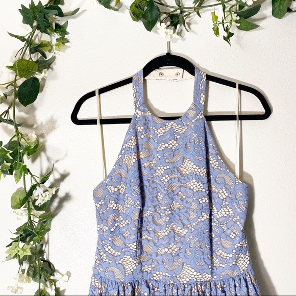 Eliza J Light Blue Lace Halter Fit & Flare Dress - Picture 4 of 7